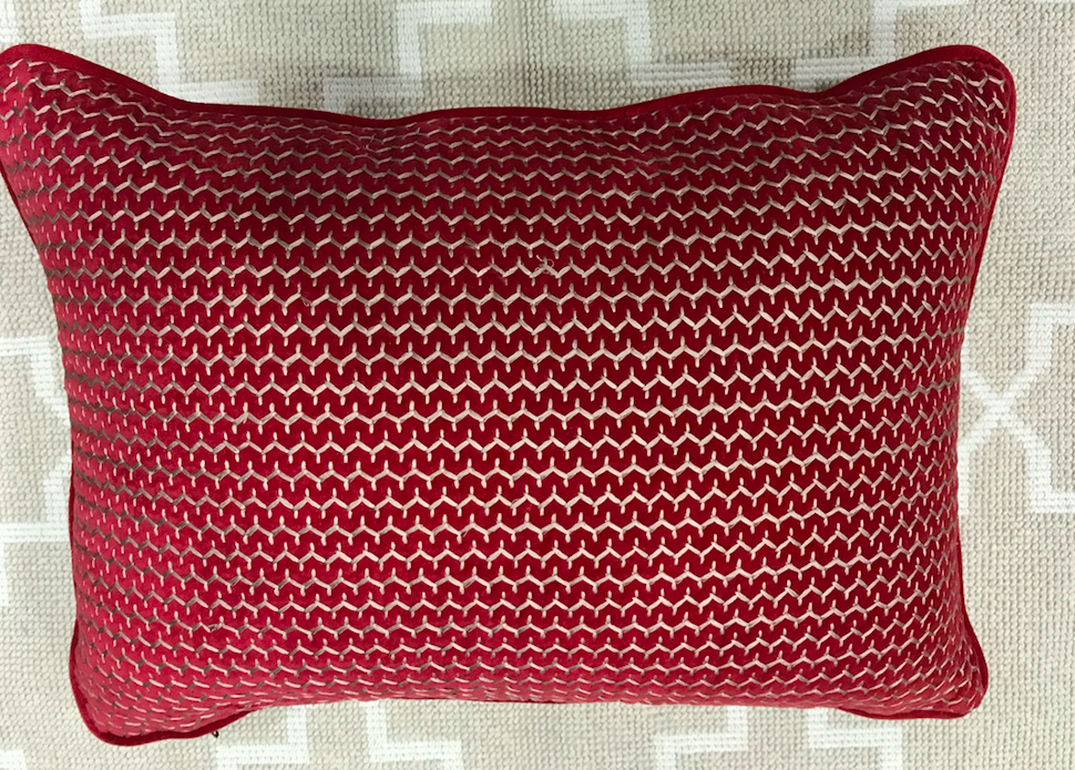 Embroidered red cushion cover 